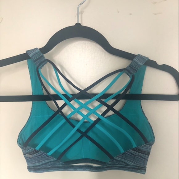 Lululemon Free to Be Wild Bra - Blue and Black Stripes - Picture 2 of 3